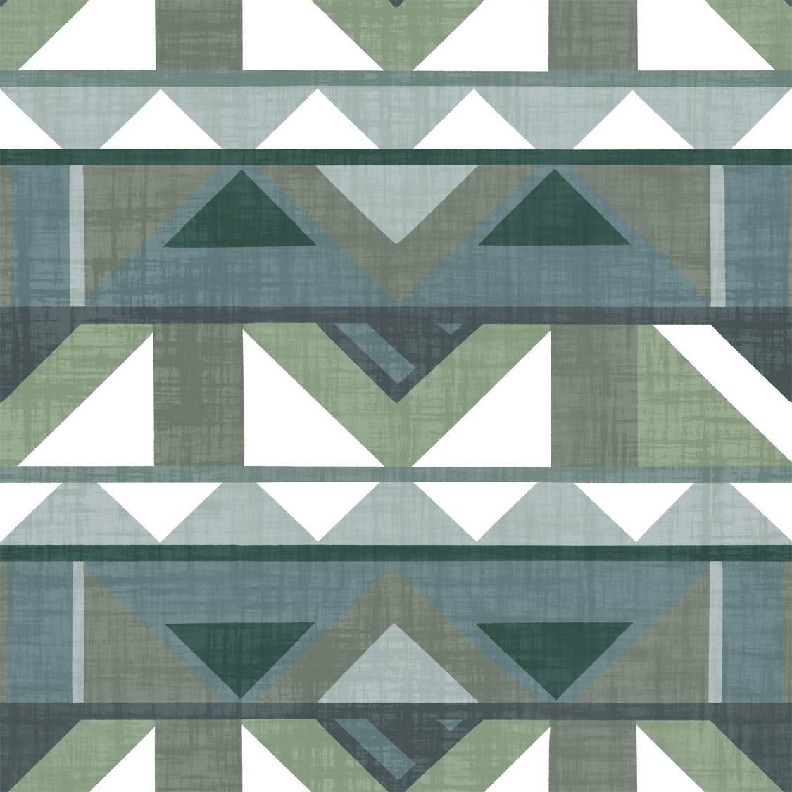 Tonal Light Grey Sage and Deep Teal Geometric Print Fabric, Winslow by Krystal Winn Designs