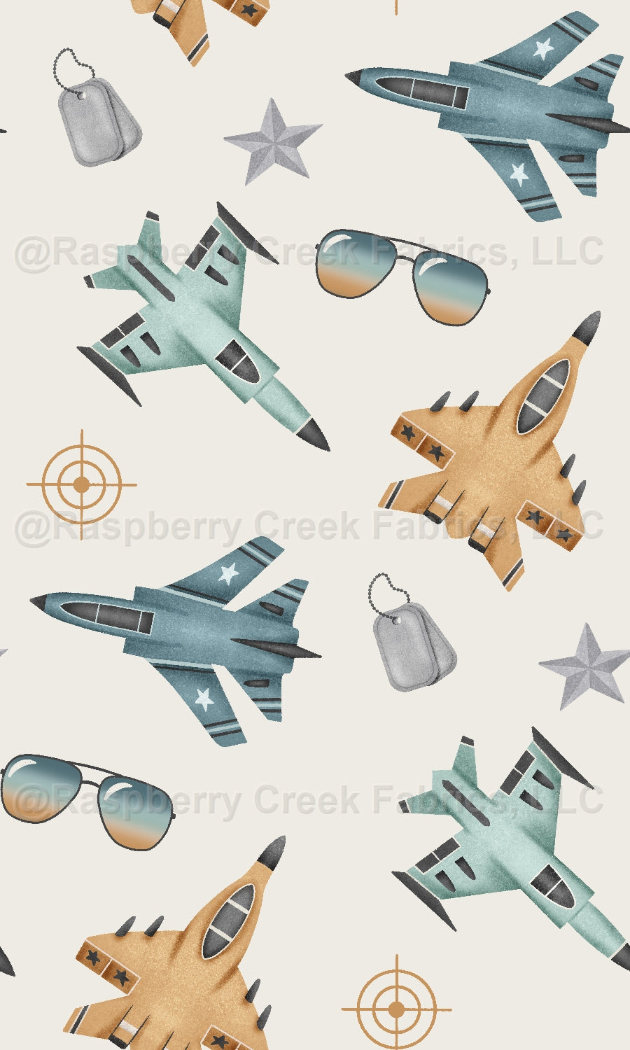 Wingman Jets White Fabric, Raspberry Creek Fabrics, watermarked