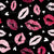 Valentine Kisses and Hearts Viva Magenta and Pink on Black Image
