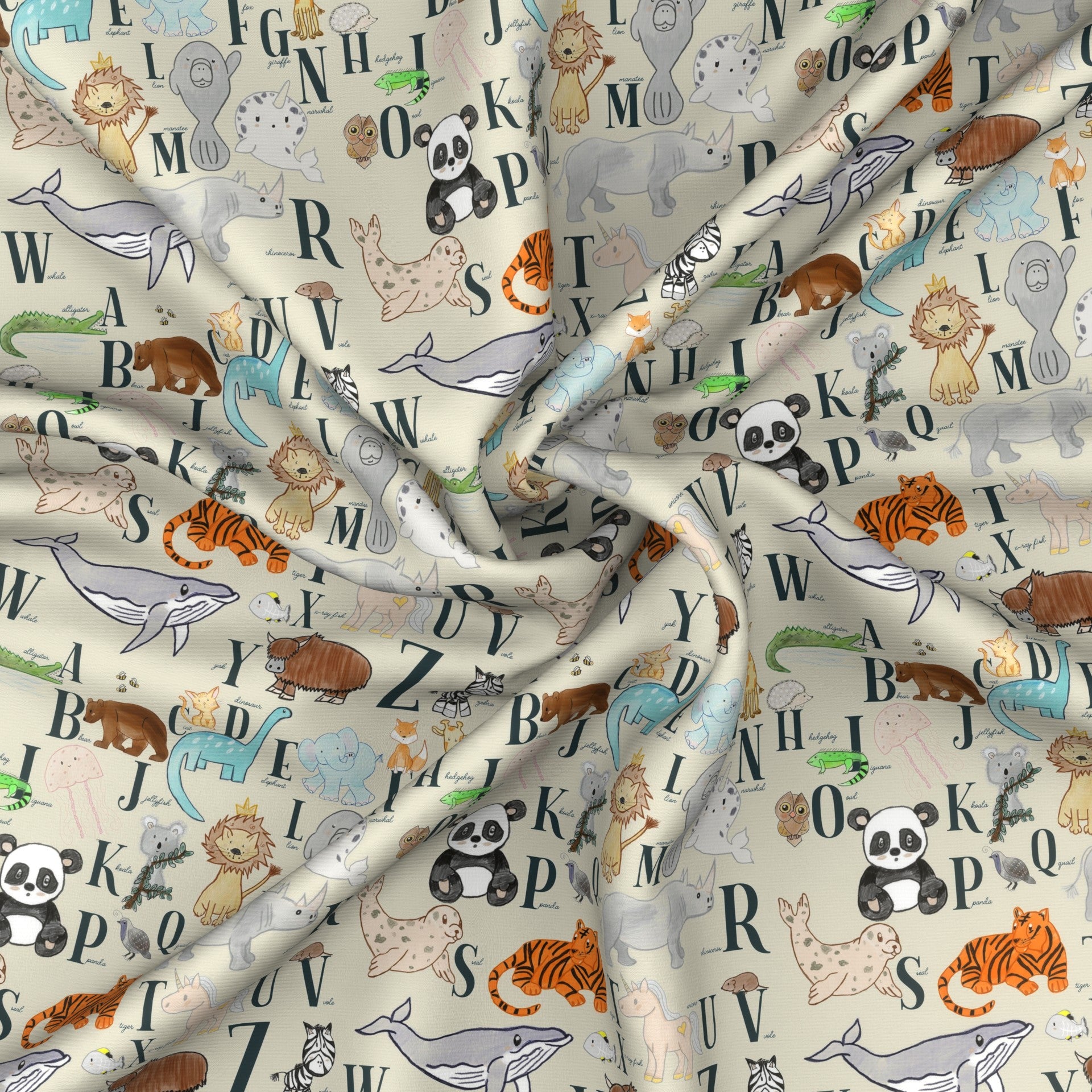 Animal Alphabet Fabric, Raspberry Creek Fabrics