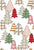 Red Sage Olive Green Mustard and Cream Patterned Christmas Tree Print Fabric, Home for Christmas by Krystal Winn Design Image