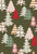 Olive Green Red Sage and Deep Mustard Patterned Christmas Tree Print Fabric, Home for Christmas by Krystal Winn Design Image