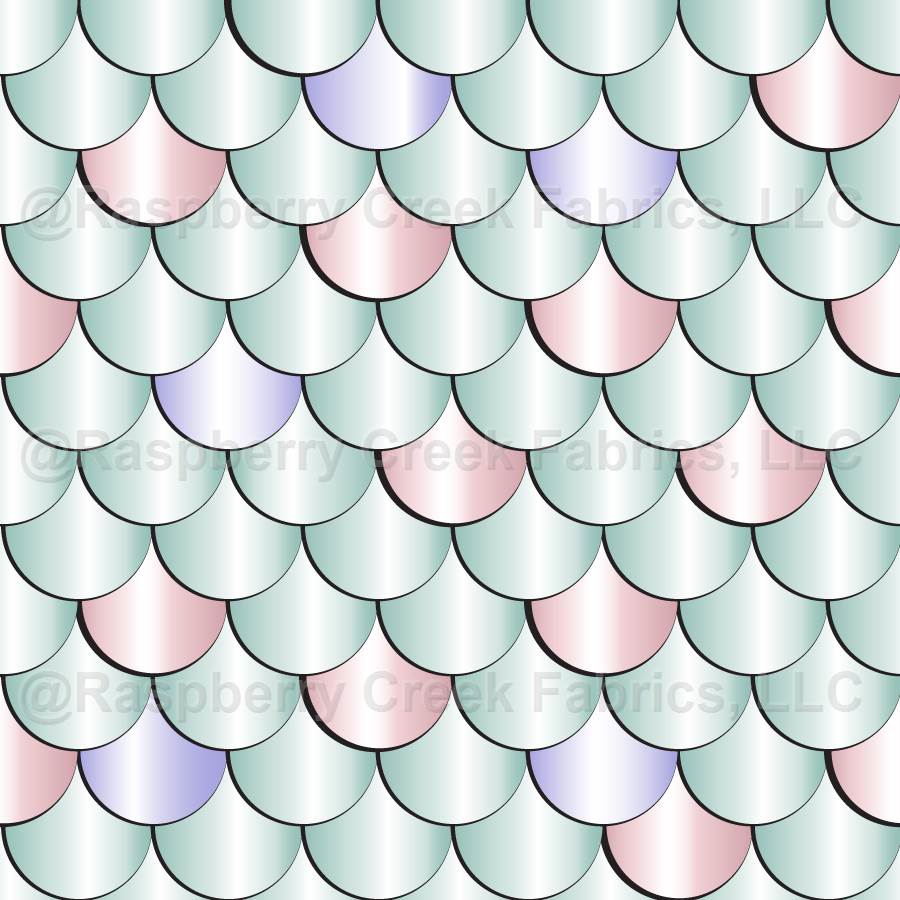 Mermaid Satin Fish Scales in Candy Colors of Pink, Lavender and Aqua Pastels Siren