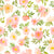 Peach Pink Yellow Cream and Leaf Green Watercolor Floral Print Fabric, Blooming by Brittney Laidlaw Image