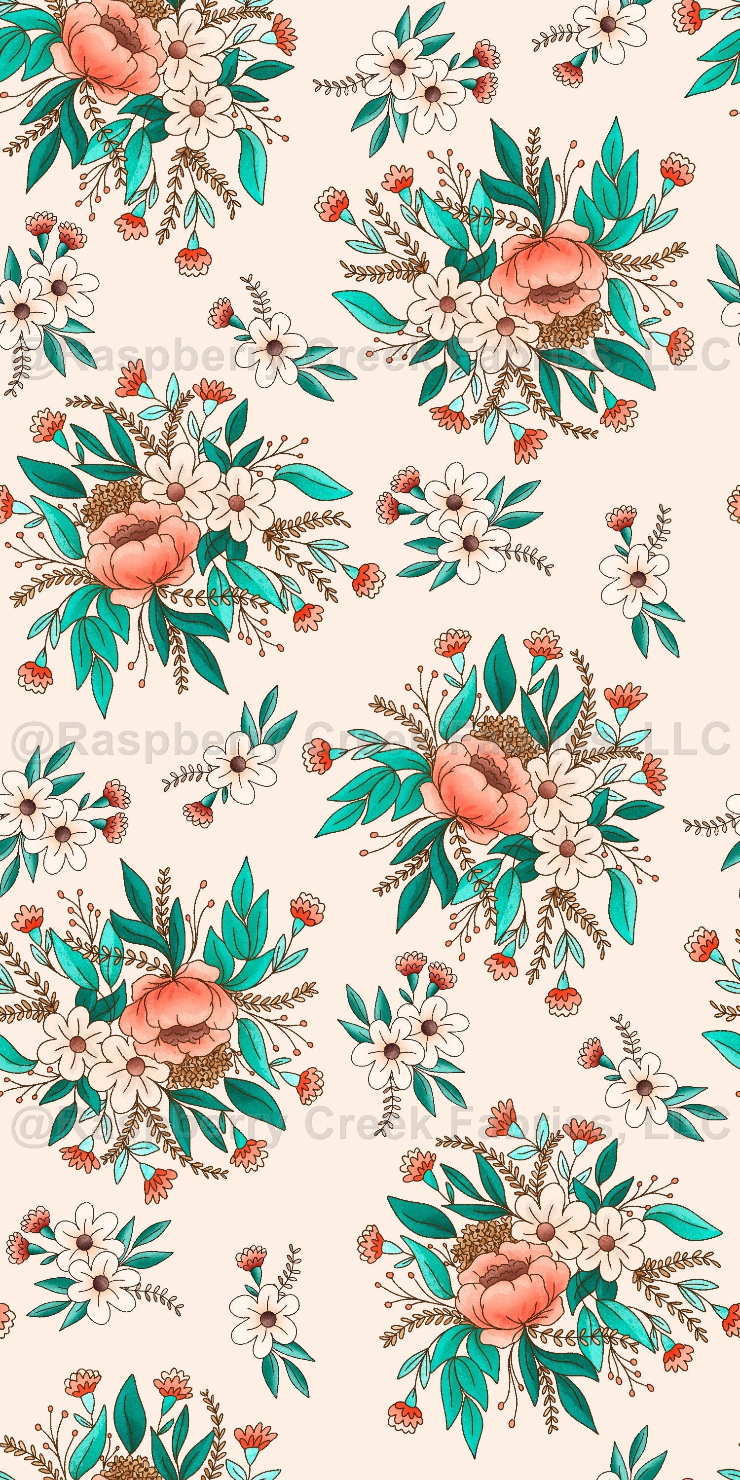 Buttercup Wildflower White Fabric, Raspberry Creek Fabrics, watermarked