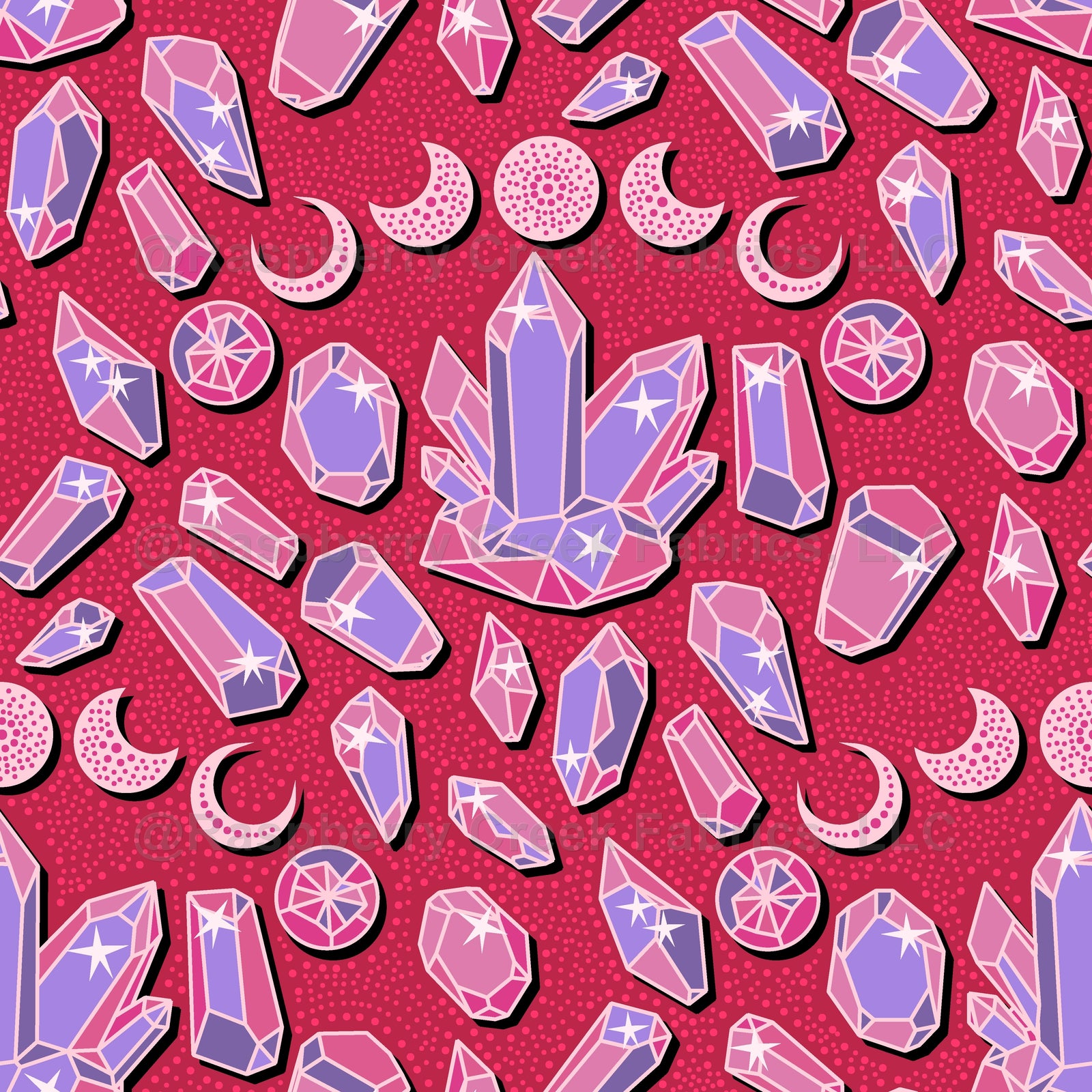 Magical crystals on Viva Magenta background
