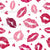 Valentine Kisses and Hearts Pink Viva Magenta on White Image
