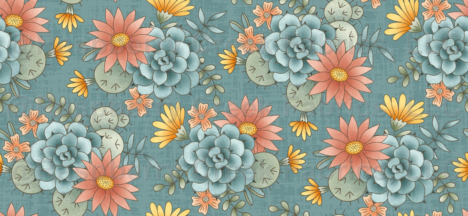 Mesa Desert Rose Oasis Fabric, Raspberry Creek Fabrics, watermarked