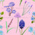 Blue and lilac flowers on purple, botanical fabric, spring pattern repeat, small, 5-inch repeat Image