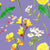 Small white and yellow Flowers on purple, small, 5-inch repeat Image
