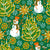 Folk christmas tree with snowman_green moss_for kids and holidays Image