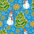 Folk christmas tree with snowman_blue_for kids and holidays Image