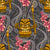 ★ TIKI NIGHT ★ Gray / Fabric / Collection : Hawaiian Trip - Plumeria & Tiki for Aloha Shirt Prints By Borderlines Image