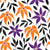 Harvest Floral - Purple and Orange Flowers with Black Leaves Image