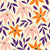 Harvest Floral - Pink and Orange Flowers with Purple Leaves on Cream Image