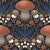 Autumnal undergrowth damask dark- mushrooms, acorns and fall leaves fabric Image