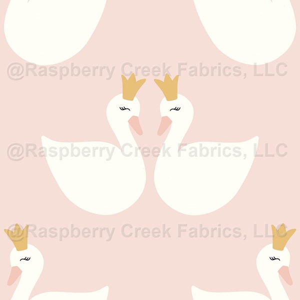 Swans Raspberry Rumble Swans on Blush - Raspberry Creek Fabrics