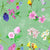Wild Flowers on green mint,  small, 5-inch repeat Image