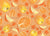 Hand painted gouache full oranges, orange slices, and orange wedges on an orange color background. Image