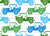 4x4 Adventures Off Road Vehicles Green and Blue on White Image