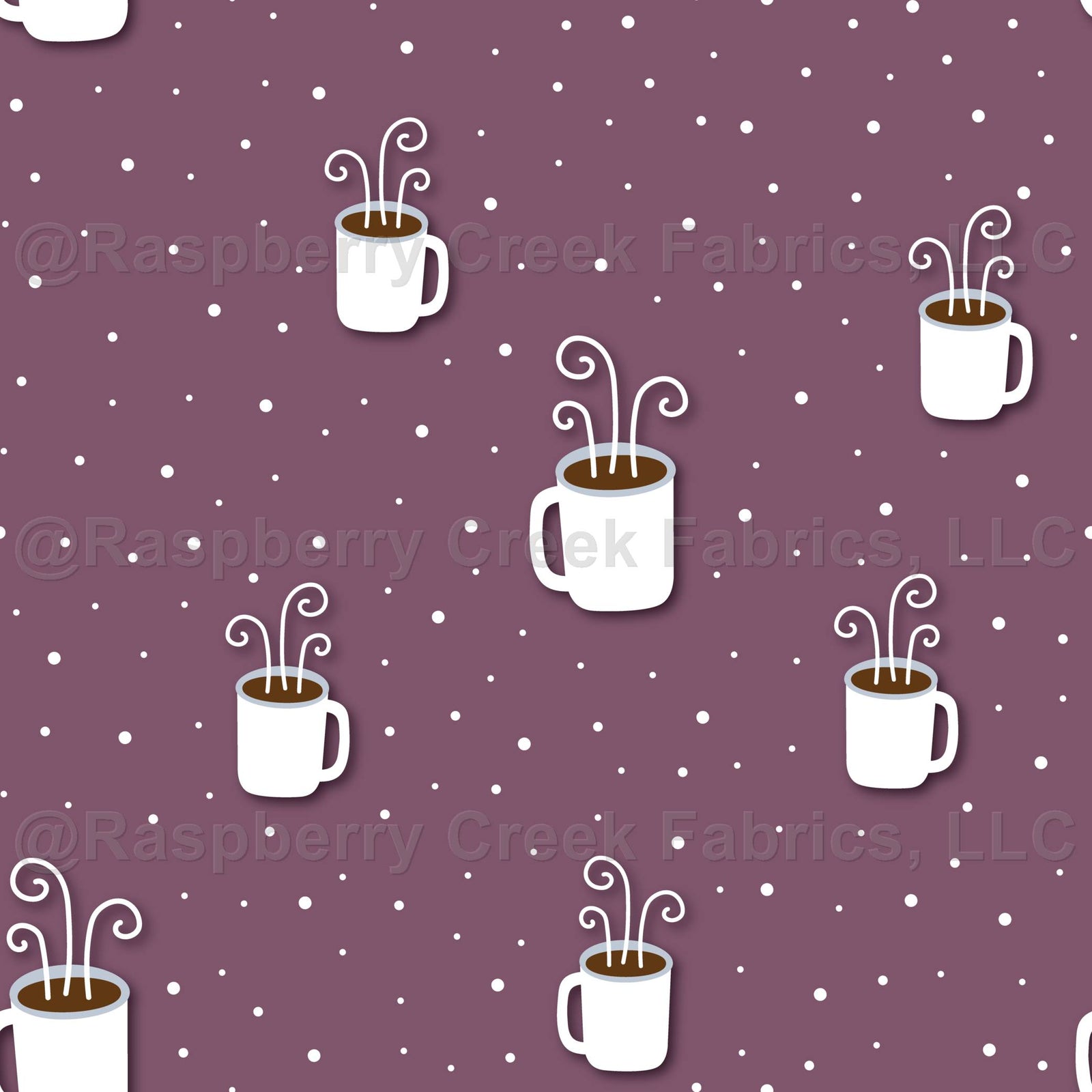 Cute Coffee Cup on Plum Purple