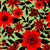 Red Jungle Florals on Green Image