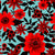 Red Jungle Florals on Blue Image