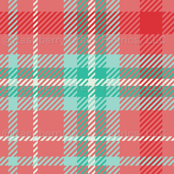 Striped Check Raspberry Green and Red Buffalo Check - Raspberry Creek Fabrics