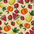 Lovely tossed fruit medley with pineapple, peach, strawberry, and watermelon fruits on a light yellow background. Image