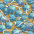 Festive Christmas Balls Pattern, Golden, Aquas, Teals, White Holiday Fabric Image