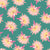 Water lilies on teal - a sweet floral design featuring pink and peach water lilies on a teal background. Ideal for spring / summer (part of the “frogs and flora” collection) Image