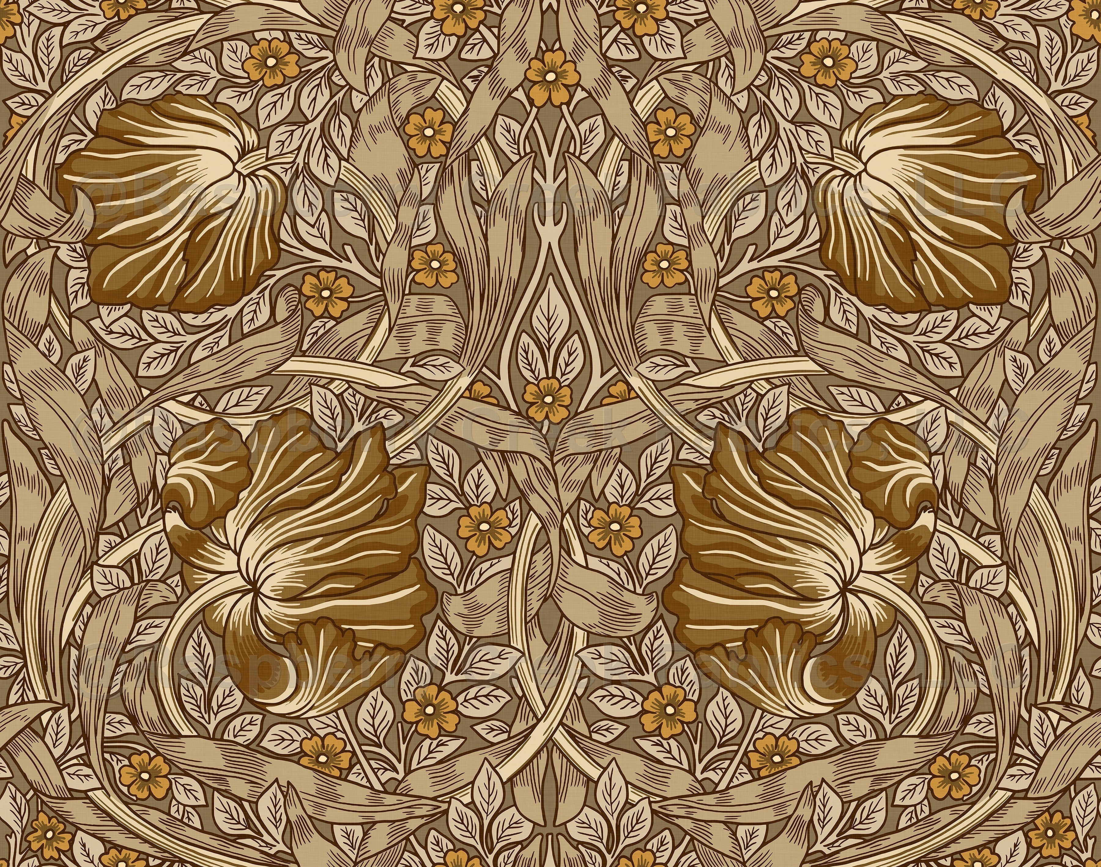 Pimpernel William Morris -Dark Brown Wrapping Paper