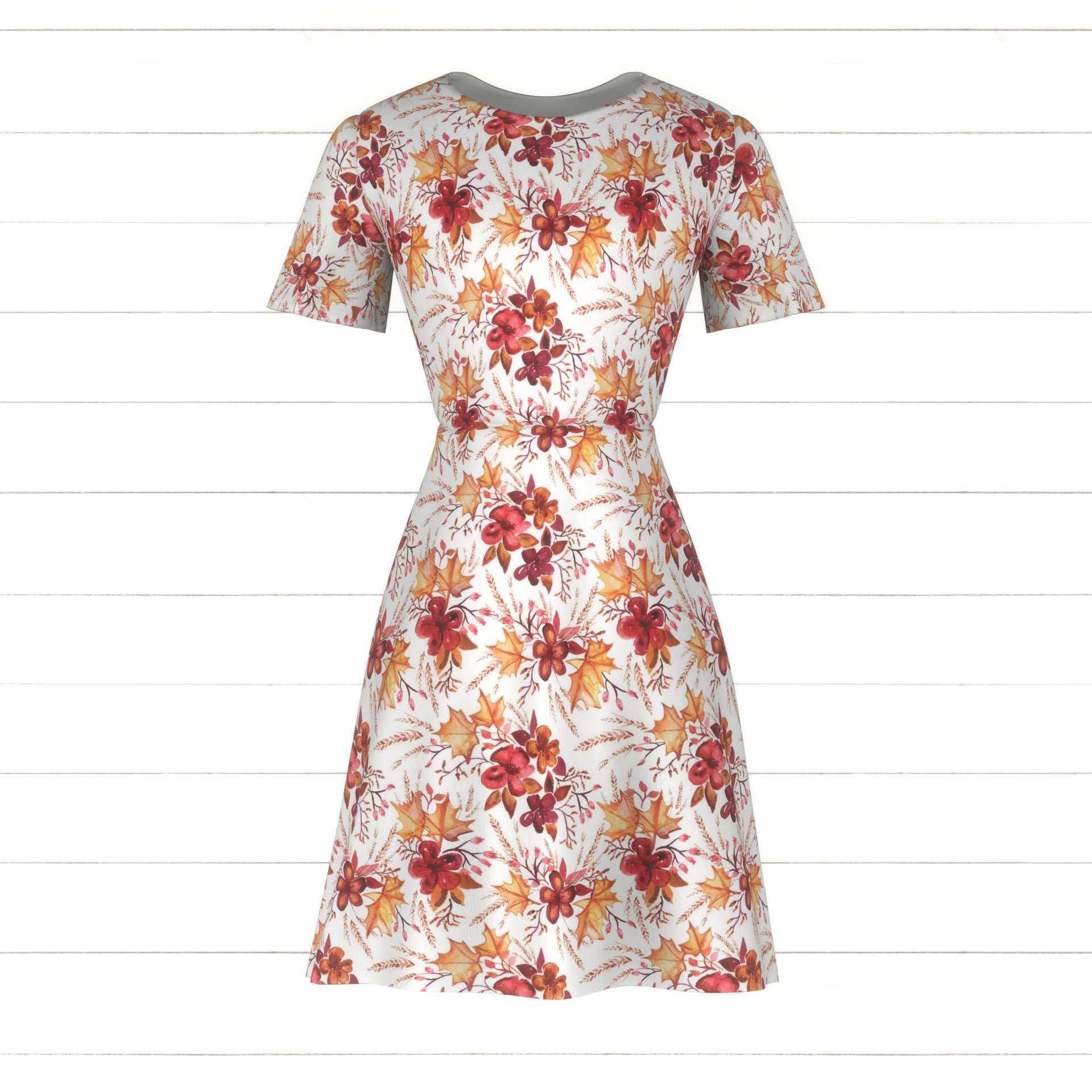 fitted lace wedding dress Tonal Orange Rust and Red Fall Floral Print Fabric, Fall Foliage By Elise  Peterson Fabric, Raspberry Creek Fabrics