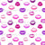 Pink and Purple Kissy Lips on White Image