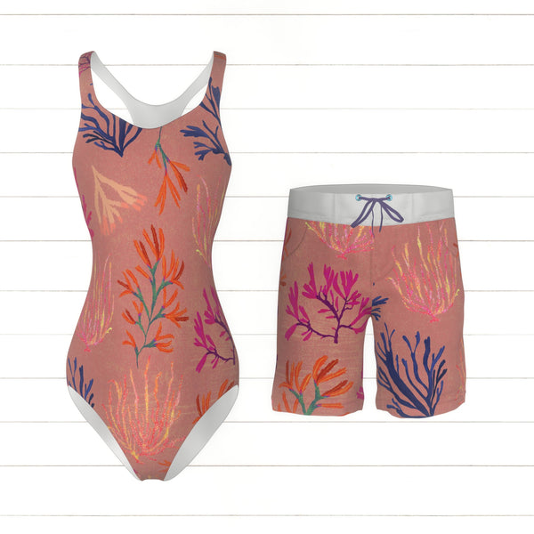 Seaweed - dusky pink - Raspberry Creek Fabrics