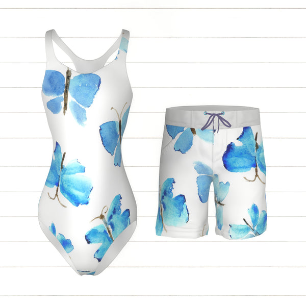 baby blue butterflies Raspberry Creek Fabrics