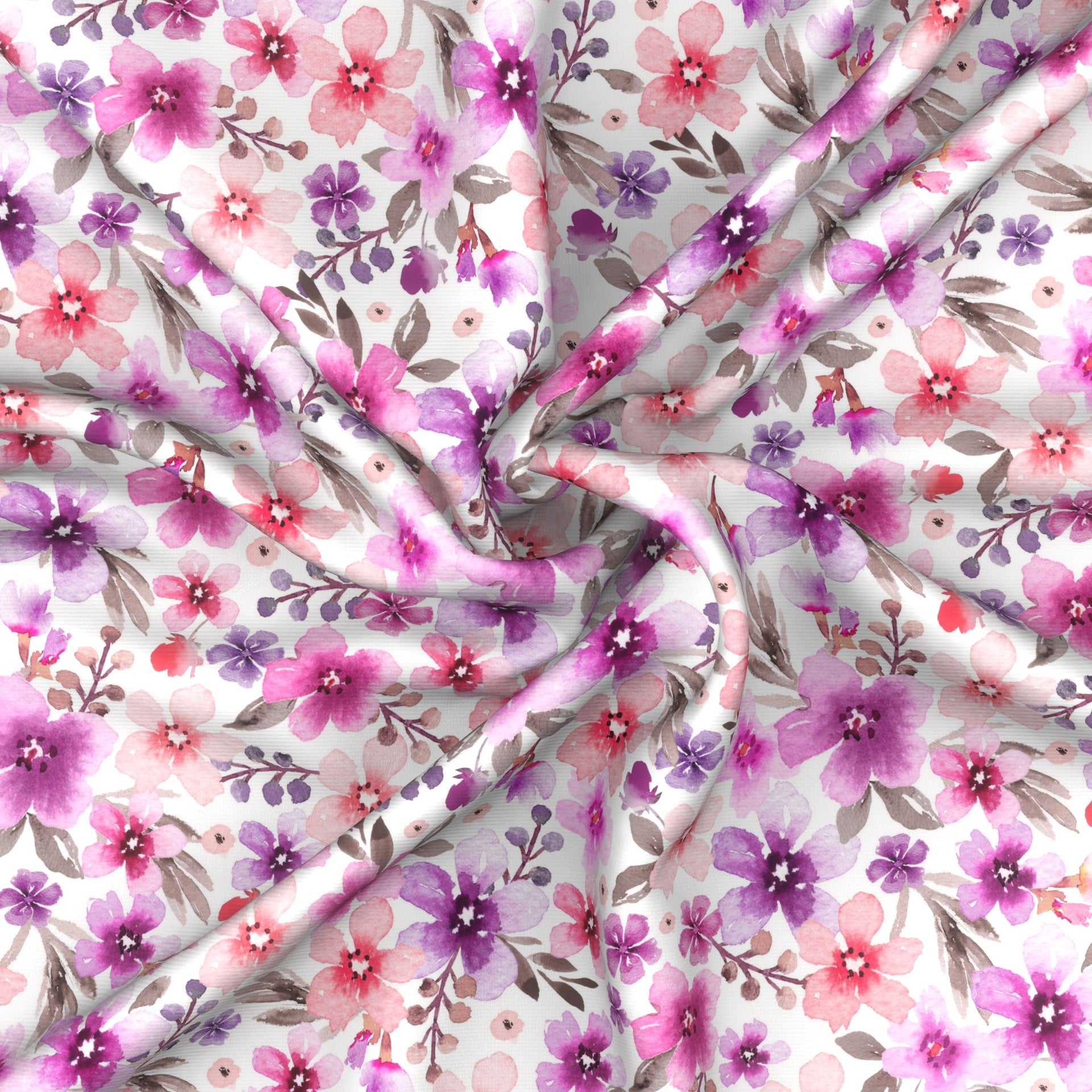 Pretty watercolor floral, botanical florals, pink , Raspberry Creek Fabrics