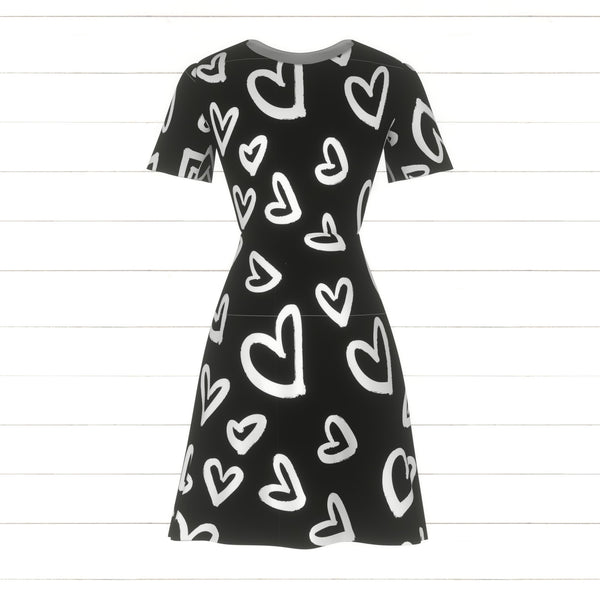 White hearts on black