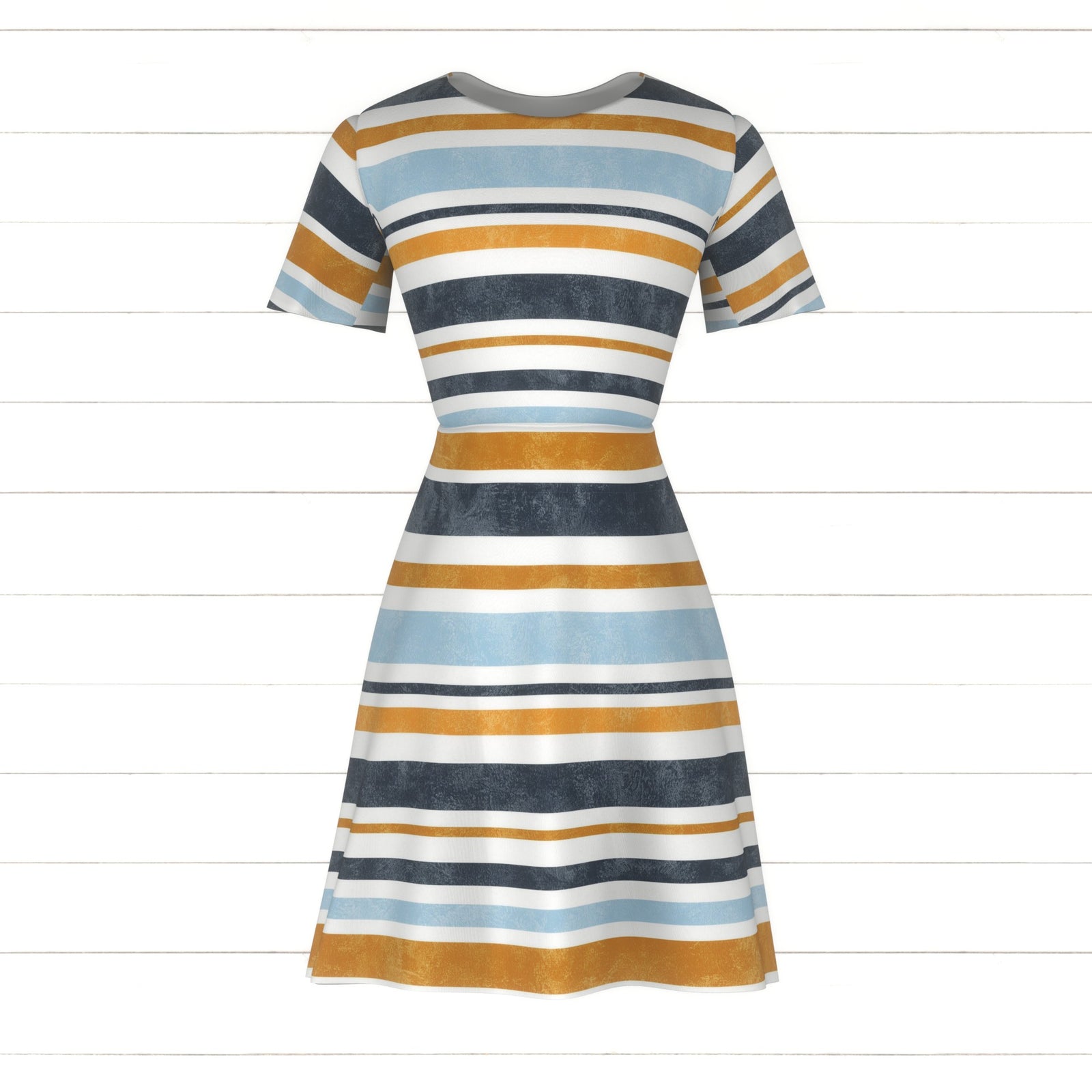 Cozy Scandinavian Winter Textured Stripes in Blue and Gold