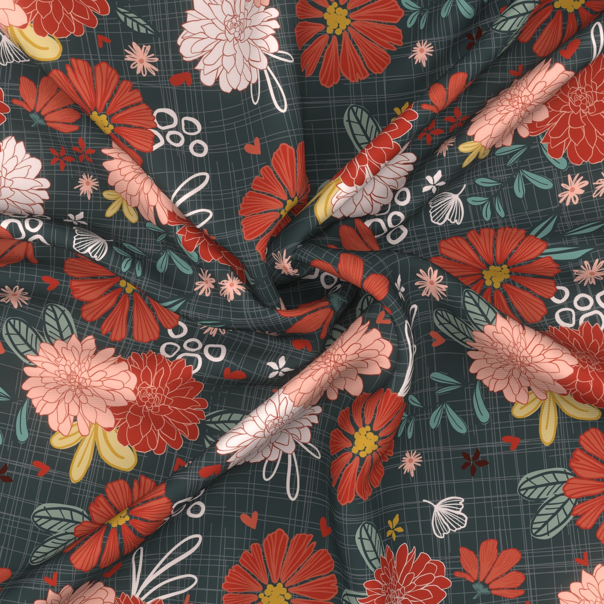 Magic Flowers - dark green | Unicorn Magic Fabric, Raspberry Creek Fabrics