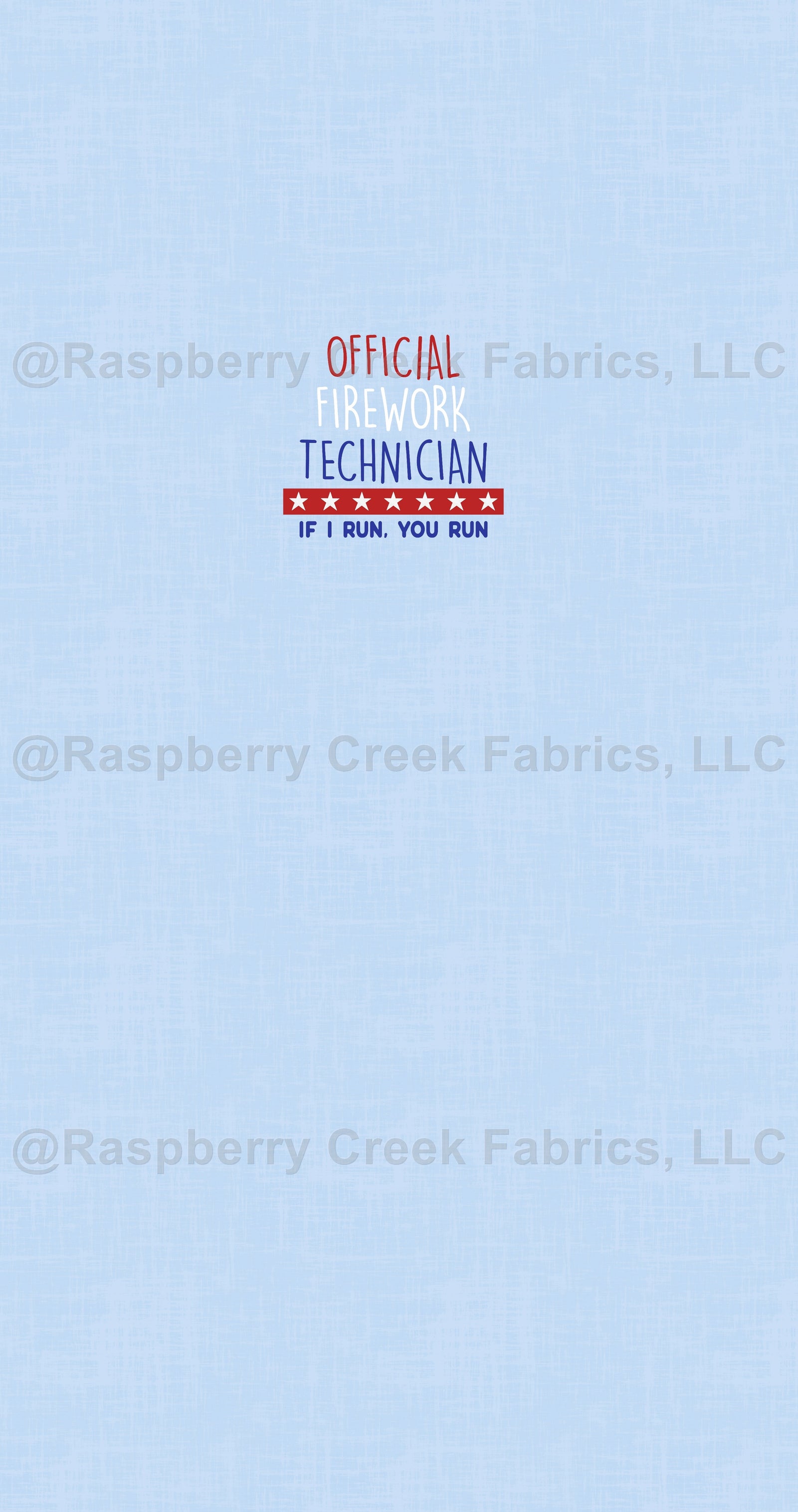 All American Panel- Official Firework Technician Fabric, Raspberry Creek Fabrics, watermarked