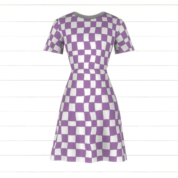 Hand Drawn Checkerboard Pattern (lilac purple/white) Fabric, Raspberry  Creek Fabrics