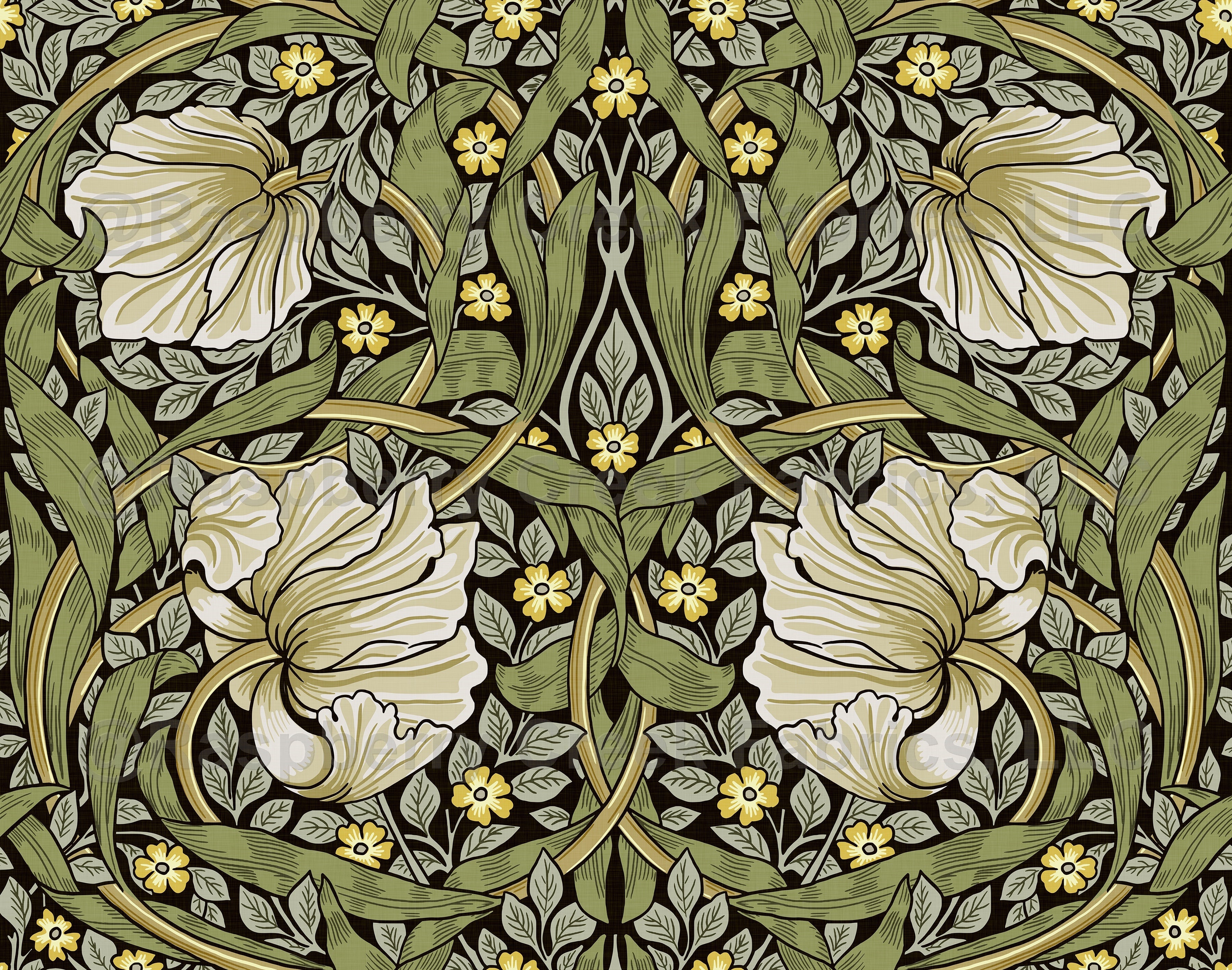 William Morris Pimpernel Sage Curtains