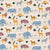 Animal Collection:  Colorful animals of Africa like hippopotamus, rhinoceros, lion, elephant, zebra, antelope, leopard, stripes, with savanna brush and trees. Image