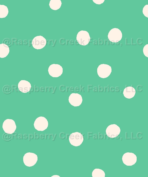 All I Want For Christmas Dot Mint Fabric, Raspberry Creek Fabrics, watermarked