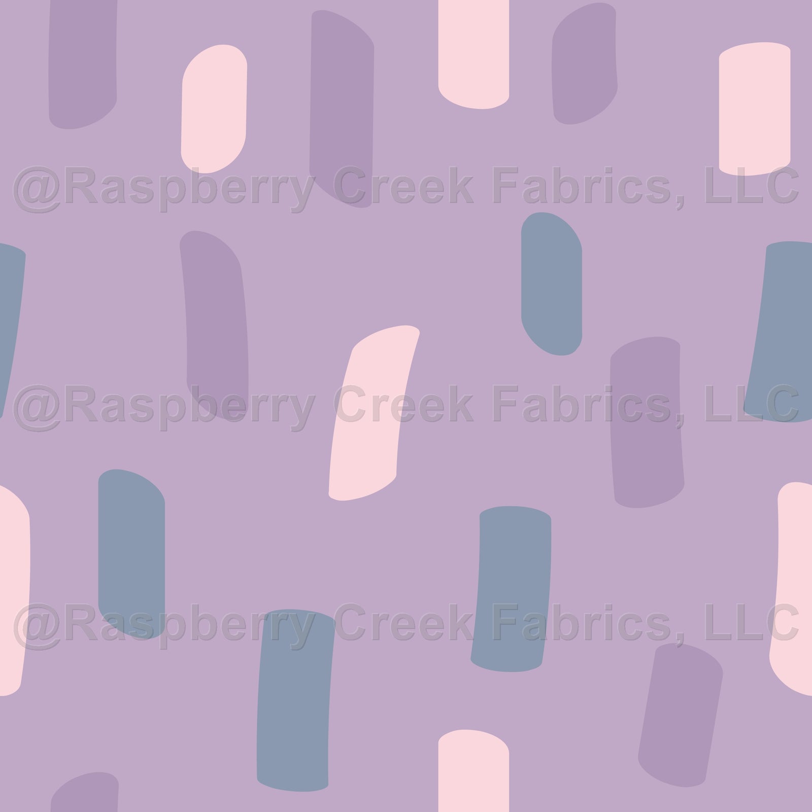 Purple, blue and pink short irregular stripes Fabric, Raspberry Creek Fabrics, watermarked