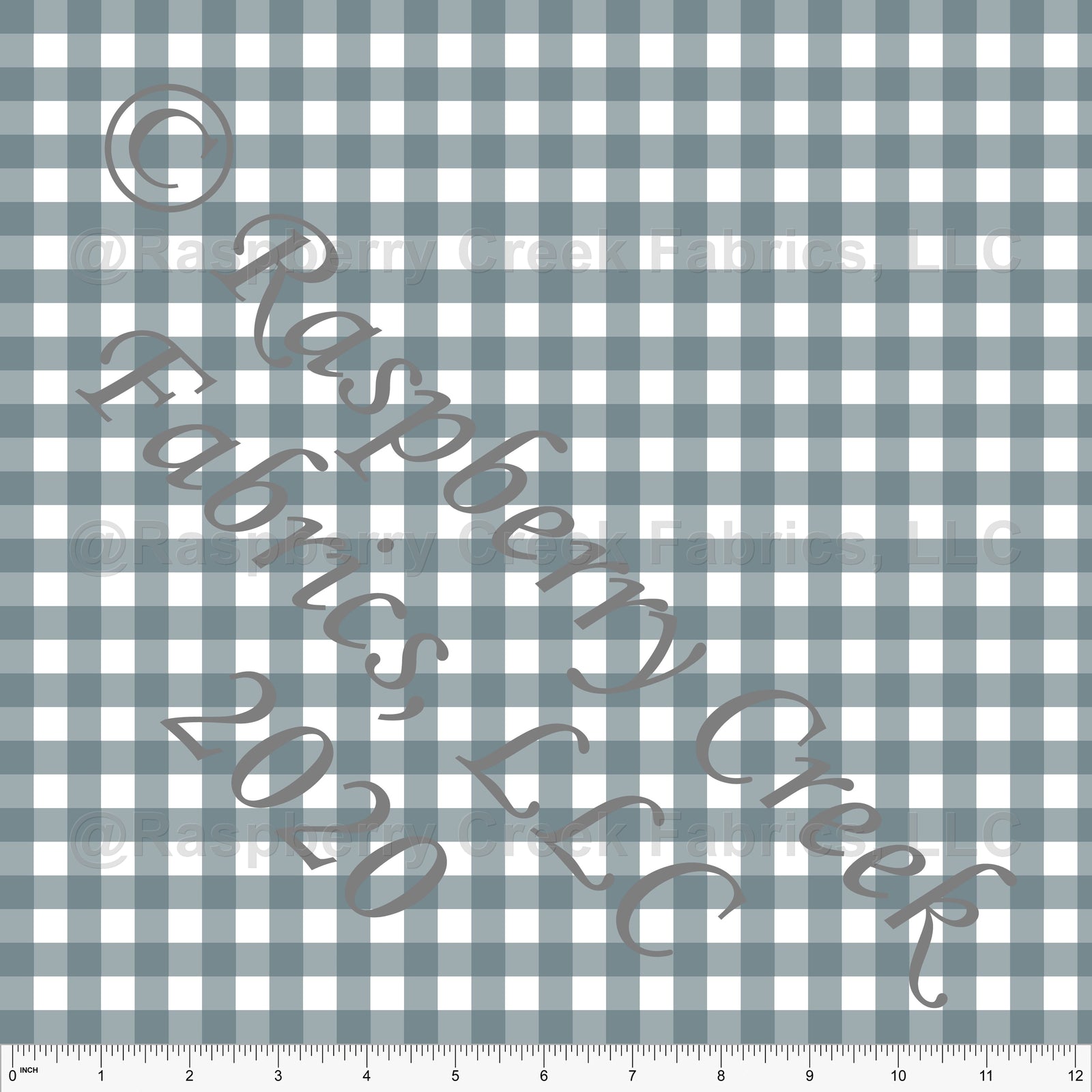 Dusty Blue and White Check Gingham Print Fabric, Basics for CLUB Fabrics