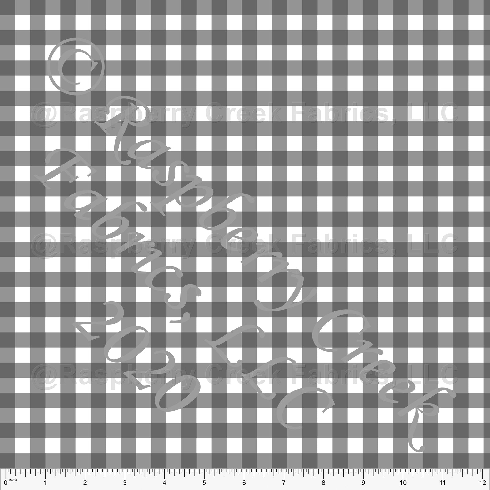 Medium Grey and White Check Gingham Print Fabric, Basics for CLUB Fabrics