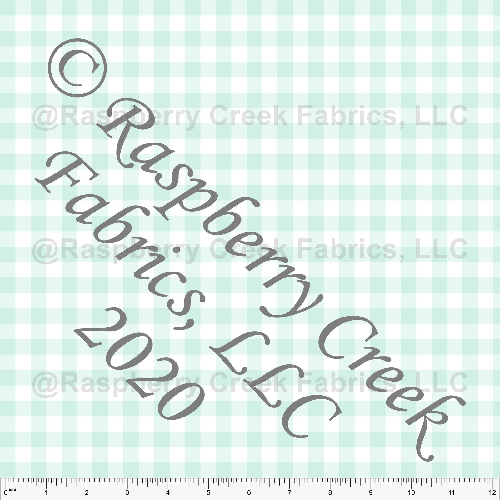 Mint and White Check Gingham Print Fabric, Basics for CLUB Fabrics