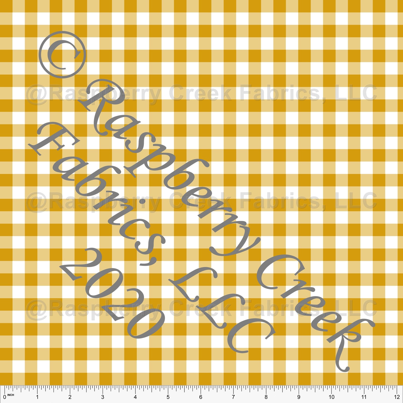 Mustard and White Check Gingham Print Fabric, Basics for CLUB Fabrics